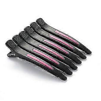 SHEVT-6Pcs/set Plastic Duck Bill Hair Clips for Sectioning Hair - Professional Non Slip Silicone band Clips Salon DIY Accessories Hairpins black11.5*2