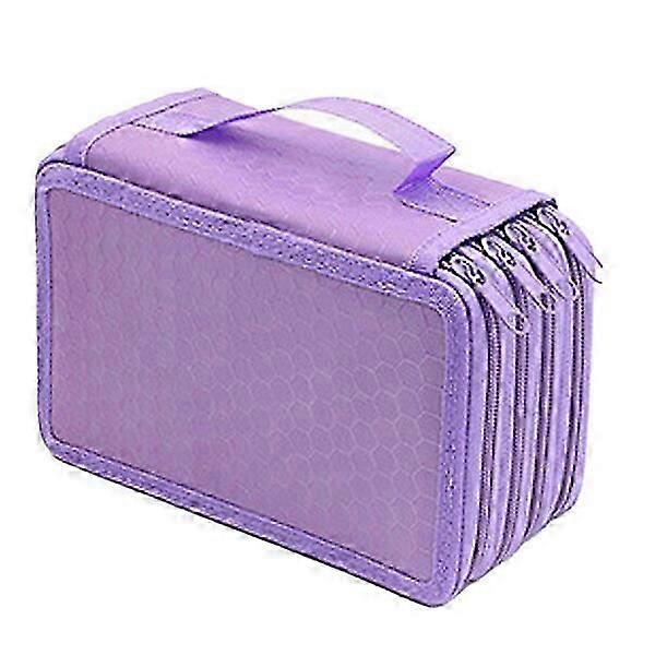 Multifunctional pencil case, purple, 4 - layer, with a portable handle