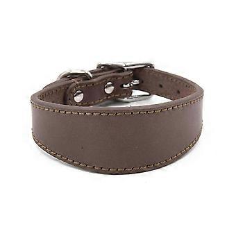 Adjustable Dogs Collar Durable Wide Collar Leathers Neck Collars Strap for Large Dogs Italian Greyhounds Pet Supplies L Brown