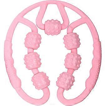 Muskelmassageroller, 360 3D-Schaummassageroller, 7-Rollen-Muskelrollenmassagegerät, Cellulite-Massage zur Linderung von Muskelschmerzen (rosa)