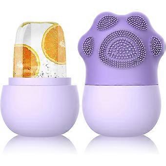 Dww-Ice Roller for Face (Purple), Silicone Facial Cleansing Brush, Eye and Neck Contour Cube, Facial Massage Roller - Beauty Tools for Skin Care