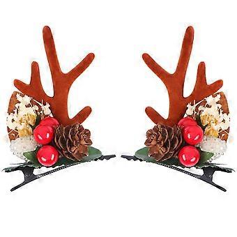 Christmas Hair Clips Deer Antlers Hairpins Christmas Reindeer Antlers Hair Accessory Deer Horn Ears Hair Decoration Christmas Deer Costume for Women D