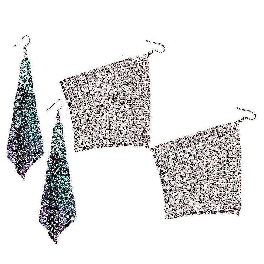 Trendy Tassel Earrings Lightweight Rectangle Dangle Earrings 2Pair