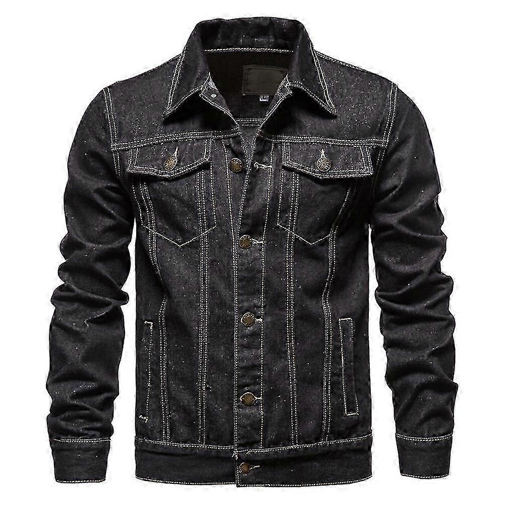 Mens Classic Lapel Button Denim Jacket