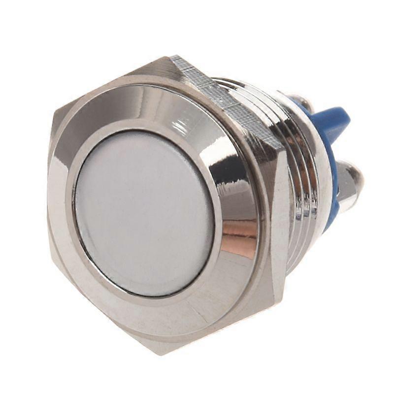 Push Button, Flat Round, 16mm Stainless Steel Metal