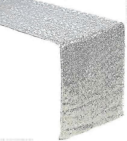 Sequin Table Runners SILVER-12X108in Glitter SILVER Table Runner