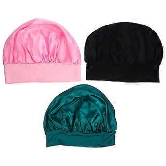 3Pcs Satin Hair Bonnet for Sleeping Wide Band Soft Satin Sleep Cap for Women
