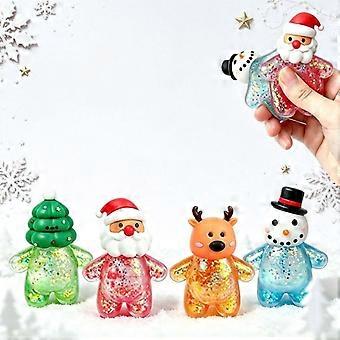 4-teiliges Set weihnachtlicher Squishies, Gummibärchen-Stressbälle, sensorisches Quetschspielzeug für Erwachsene, Preis für Klassenzimmer, Geburtstag, Weihnachten