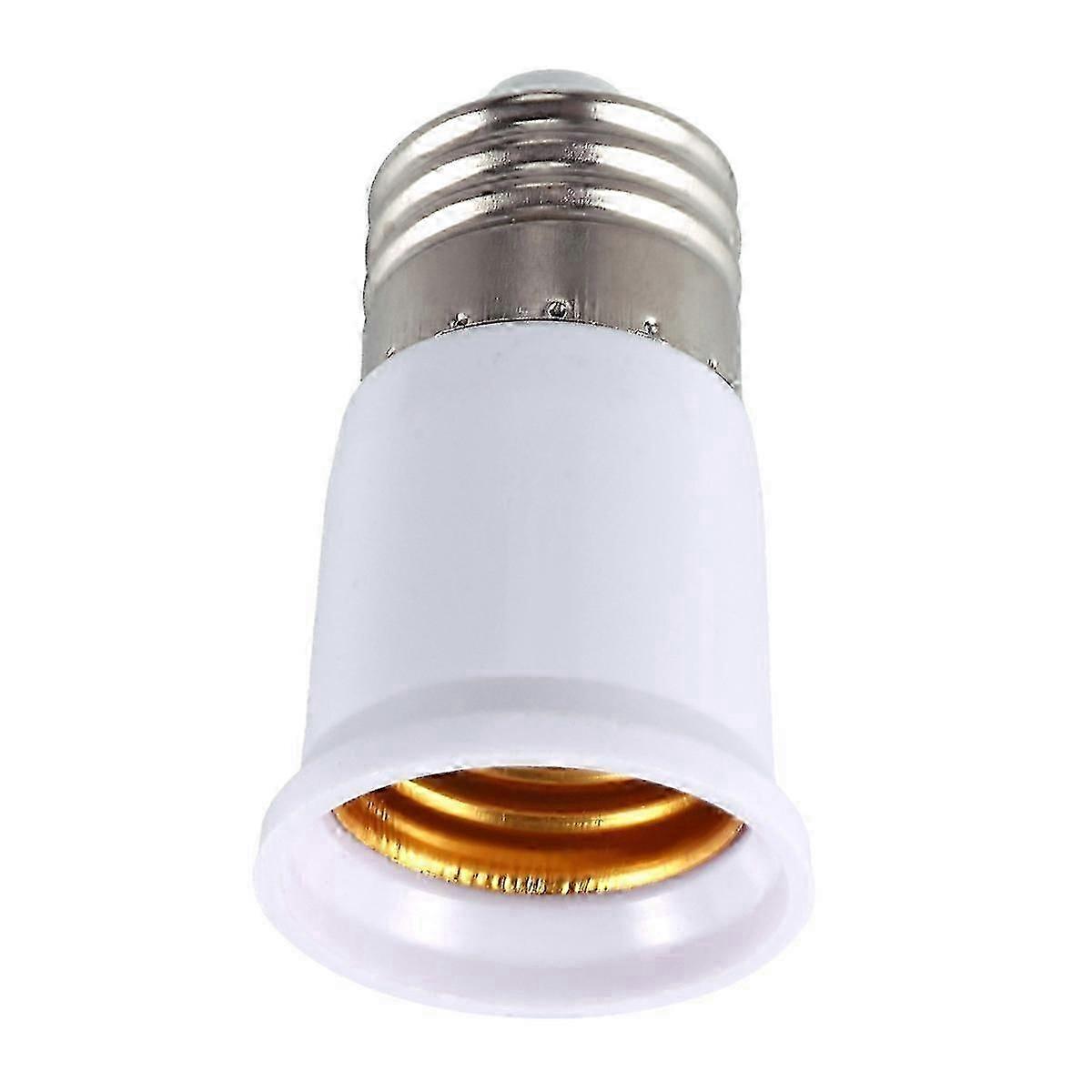 White Silver Tone E27 to Bulb Holder Adapter Extender