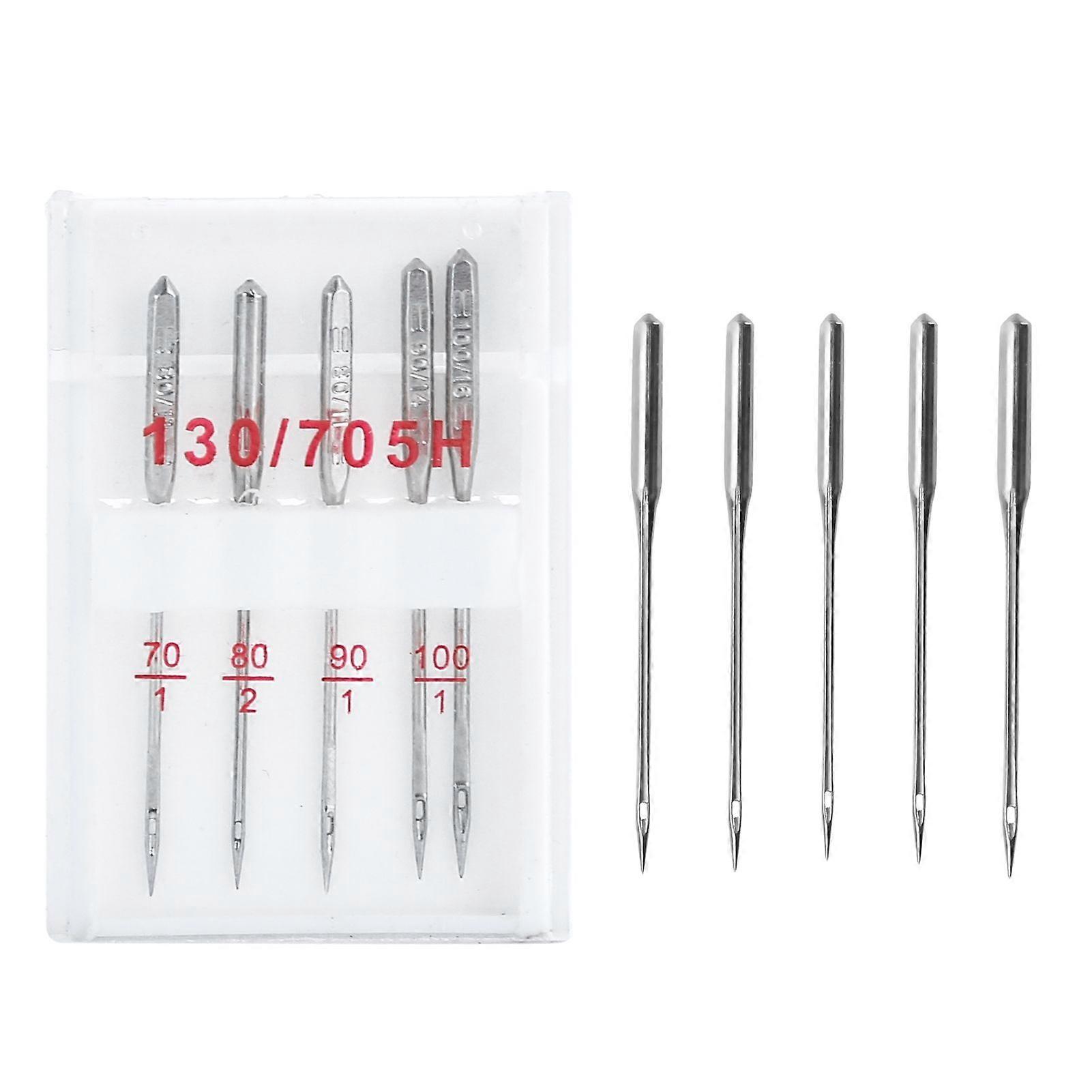 5Pcs Machine Needle Iron Material Flat Shank Regular Point Sewing Needle Replacement Kit