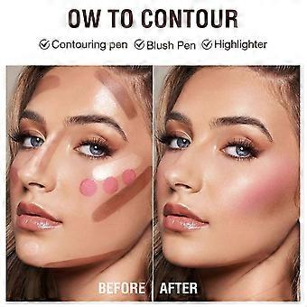 Liquid Contour Blush Stick with Cushion Applicator, Contour Beauty Wand, Long Lasting Lightweight Blendable Cream, Smooth Natural Matte Rouge Liquid