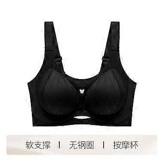 Women Wirefree Seamless Printed Bra For Large Bust Gather Side Support