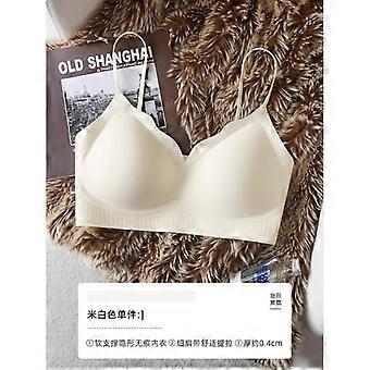 Women Summer Thin Invisible Seamless Wireless Gather Bra For Big Bust With Fixed Thin Straps