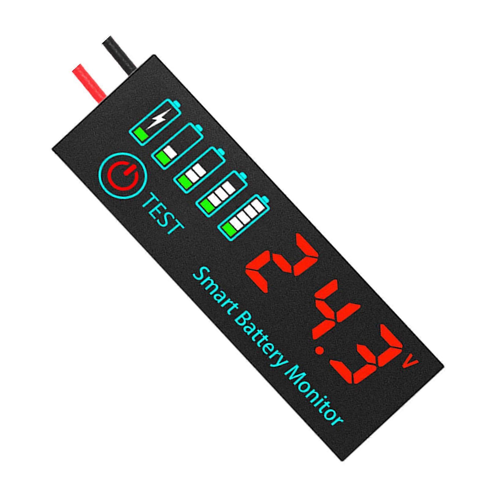 Battery Level Meter with Digital Readout, ABS Housing, and Identified Red Positive and Black Negative Lines for Panel Power  Red