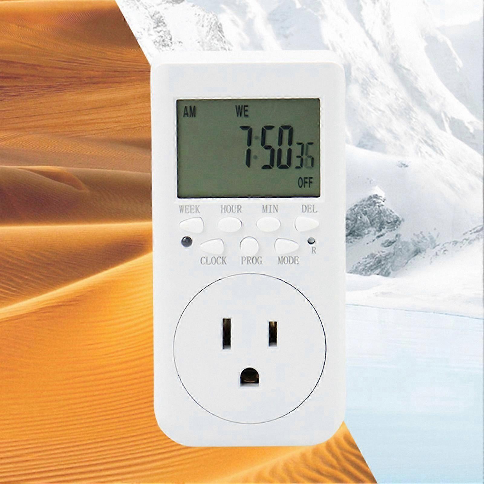 Programmable 24-Hour Timer Switch for Indoor Use, Electric Outlet Timer with US Plug, 125V-Compatible Light Control Solution