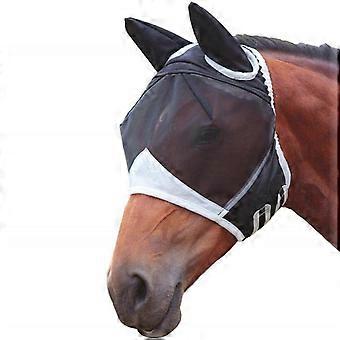 Horse Fly Mask with Ears Adjustable Mesh Anti-UV Insect Protection Breathable Lightweight for Riding