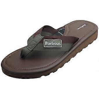 Barbour Harker heren teenslippers in chocolade olijfkleur