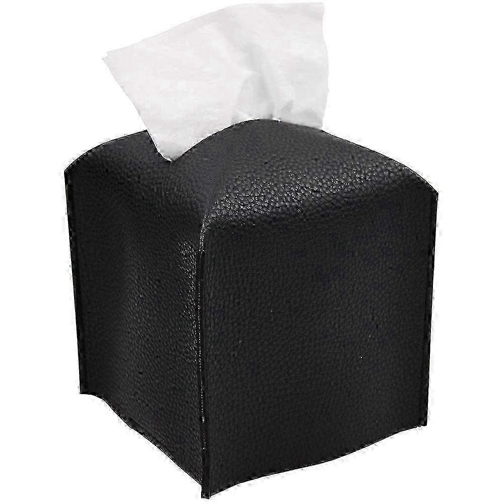 Premium Square Tissue Box Cover Black