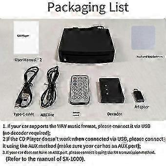 Portable External CD Player for Car, USB/AUX/FM Adapter with Memory Function, Compatible with Most Vehicles