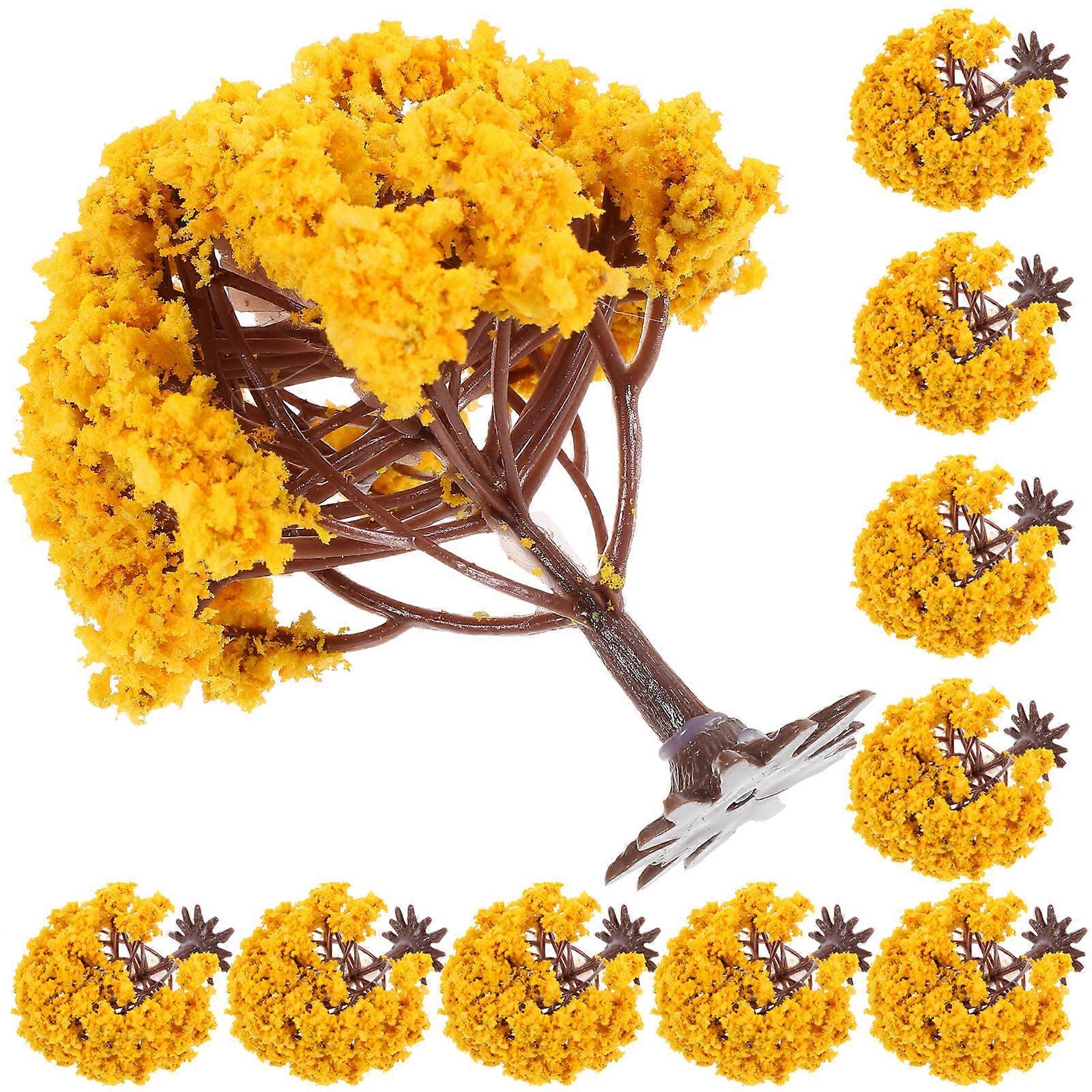 10Pcs Artificial Tree Model for Decoration Orange Mini Plastic Trees