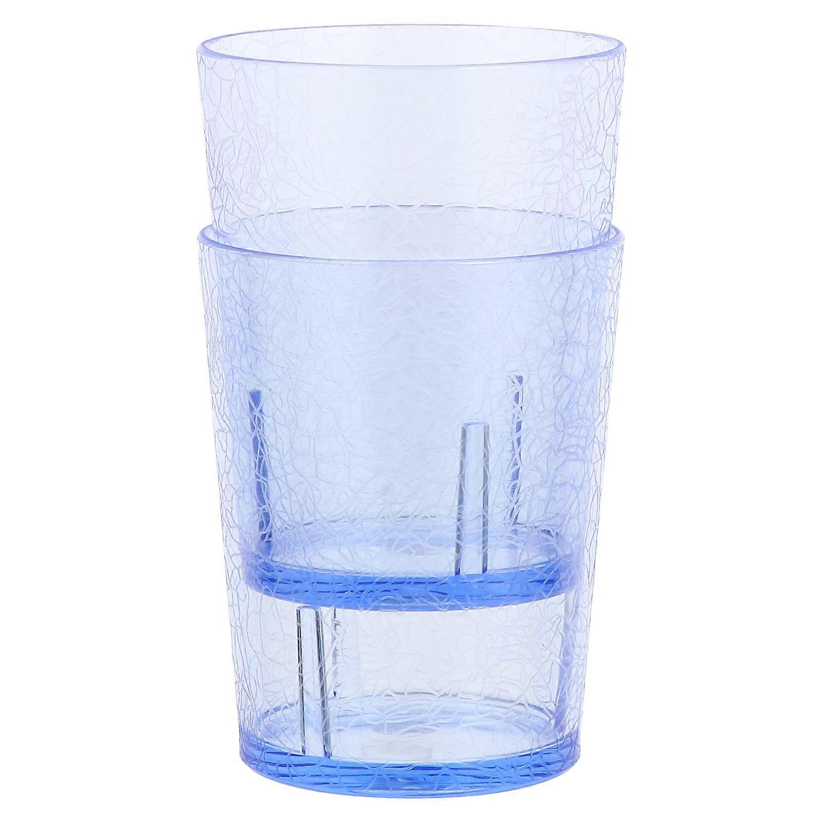 Blue Acrylic Cup for Drinking Use with Crack Grain Pattern 4Pcs Set