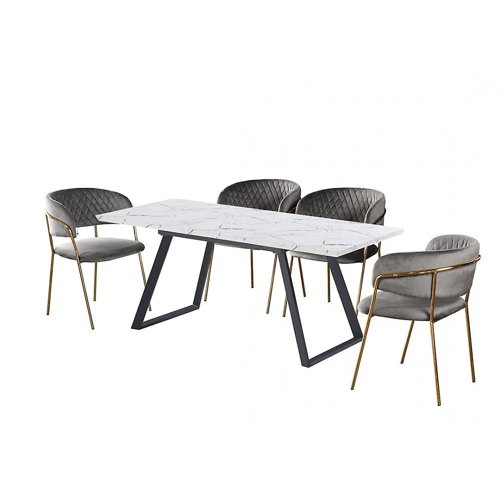 Athlone Lux Toga Dining Set - A Table & 4 Grey Chairs