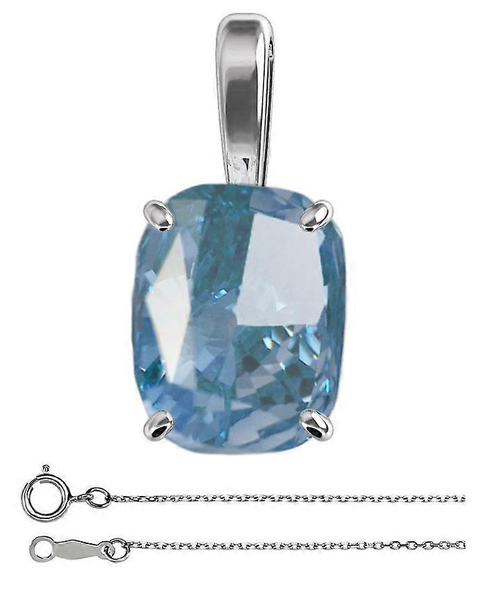 Cushion Diamond Pendant 14k White (2.52 Ct Vivid Blue(Irraidated) SI1(LASER DIRLLED Enhanced) ) IGL