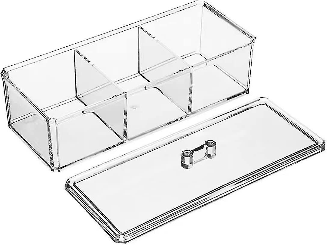 Tea Bag Storage Box, Clear Acrylic Tea Bag Container 3 Compartments Stackable Tea Sachets Holder