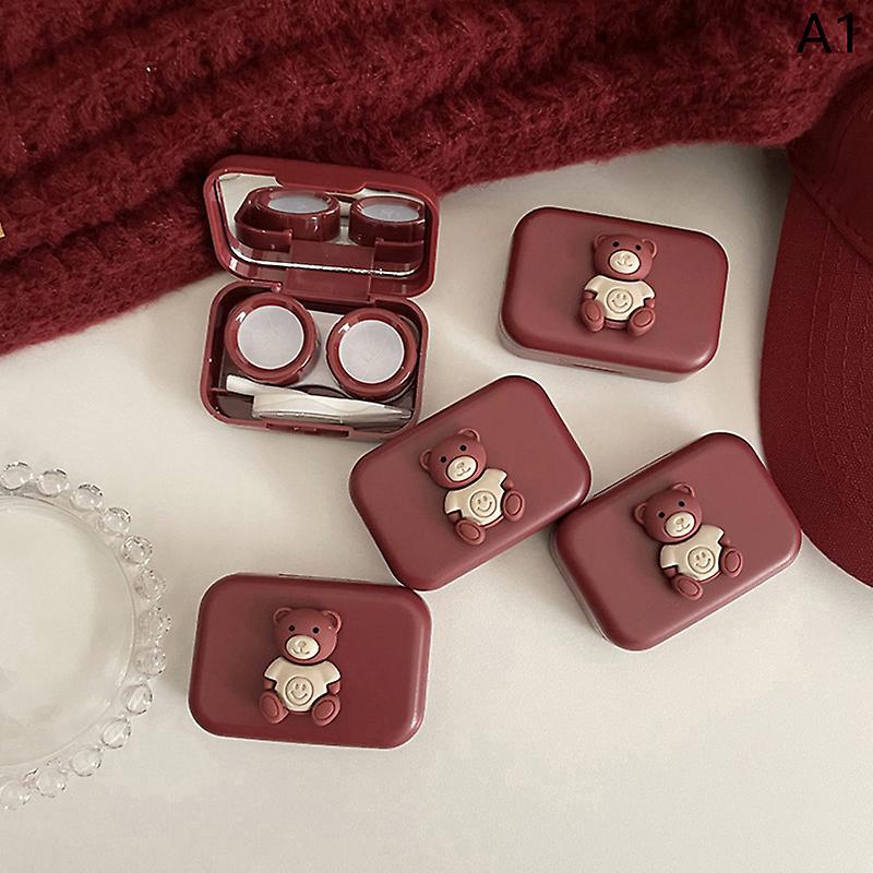 Red Lens Container Small Cat Paw Contact Lens Case Women Portable Travel Set Col