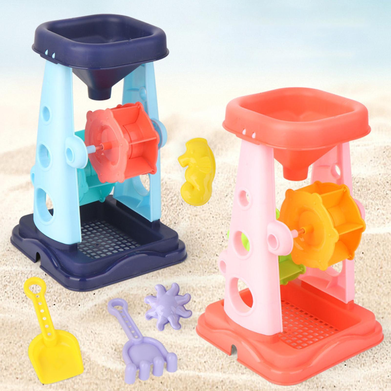 Farfi 5pcs/set Sand Digging Tools Parent-child Interaction Abs Sand Molds With Hourglass Rake Outdoor Supplies
