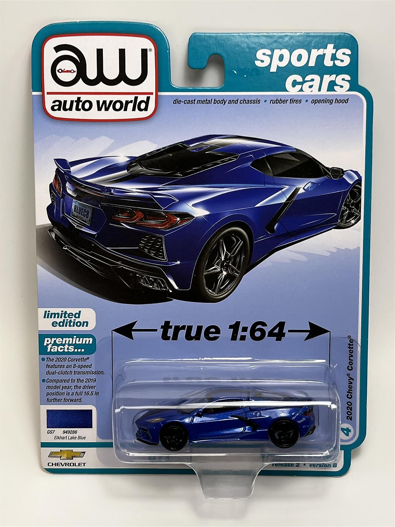 2020 Chevy Corvette Elkhart Lake Blue 1:64 Scale Autoworld AW64362B