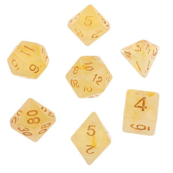 2x7stk perle akryl flersidede terninger polyedriske terninger d & d trpg spil gul