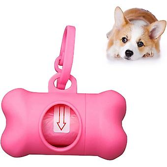 Hundekotbeutelspender mit Clipleine und 1 Rollenbeutel - Pink