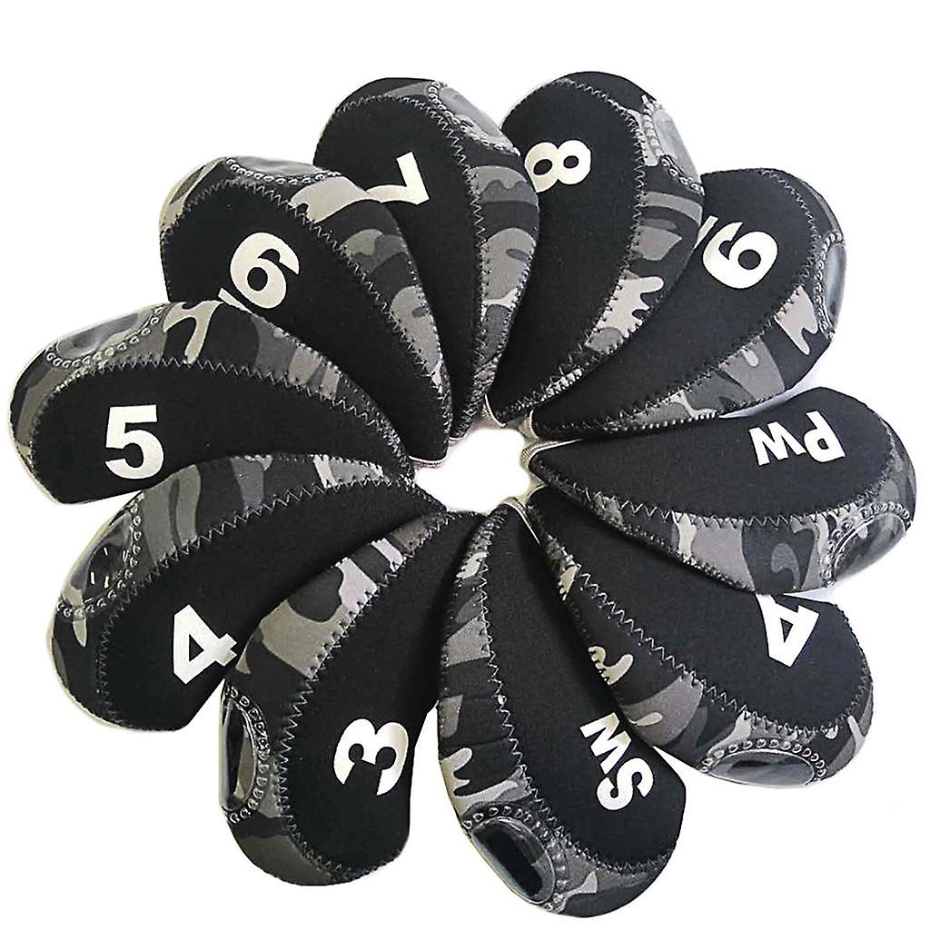 10Pcs/Pack Nylon Golf Iron Covers Set Headcover Lightweight Soft Waterproof