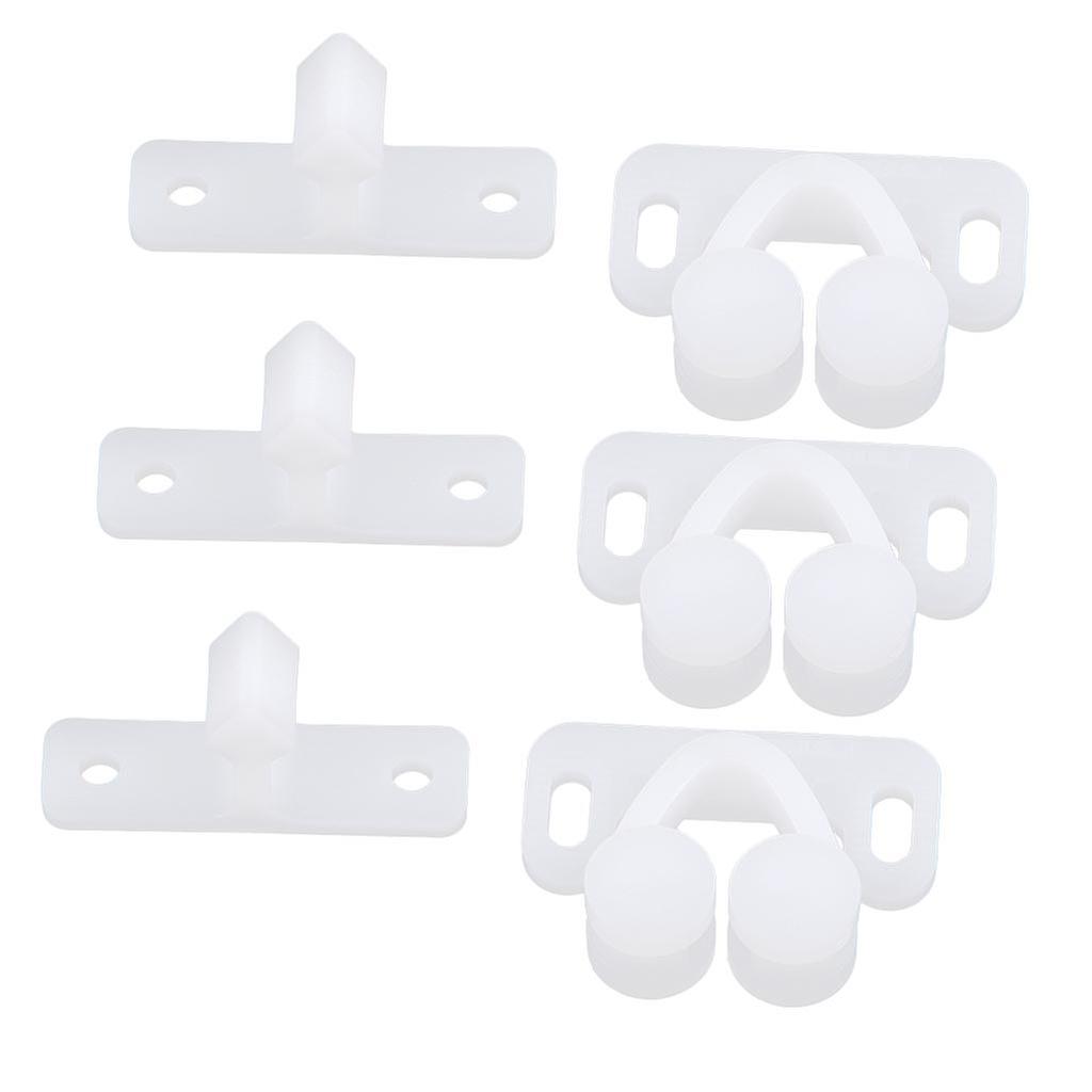 3pcs White ABS Double Ball Cabinet Cupboard Display Door Roller Latch Catch