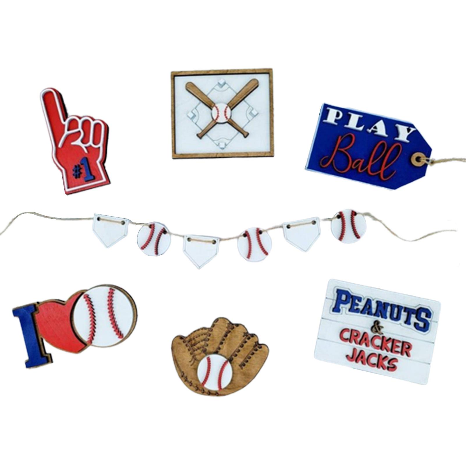 Baseball Table Layered Pallet Decor Exquisite Details Wooden Ornament Table Centerpiece Party Supplies