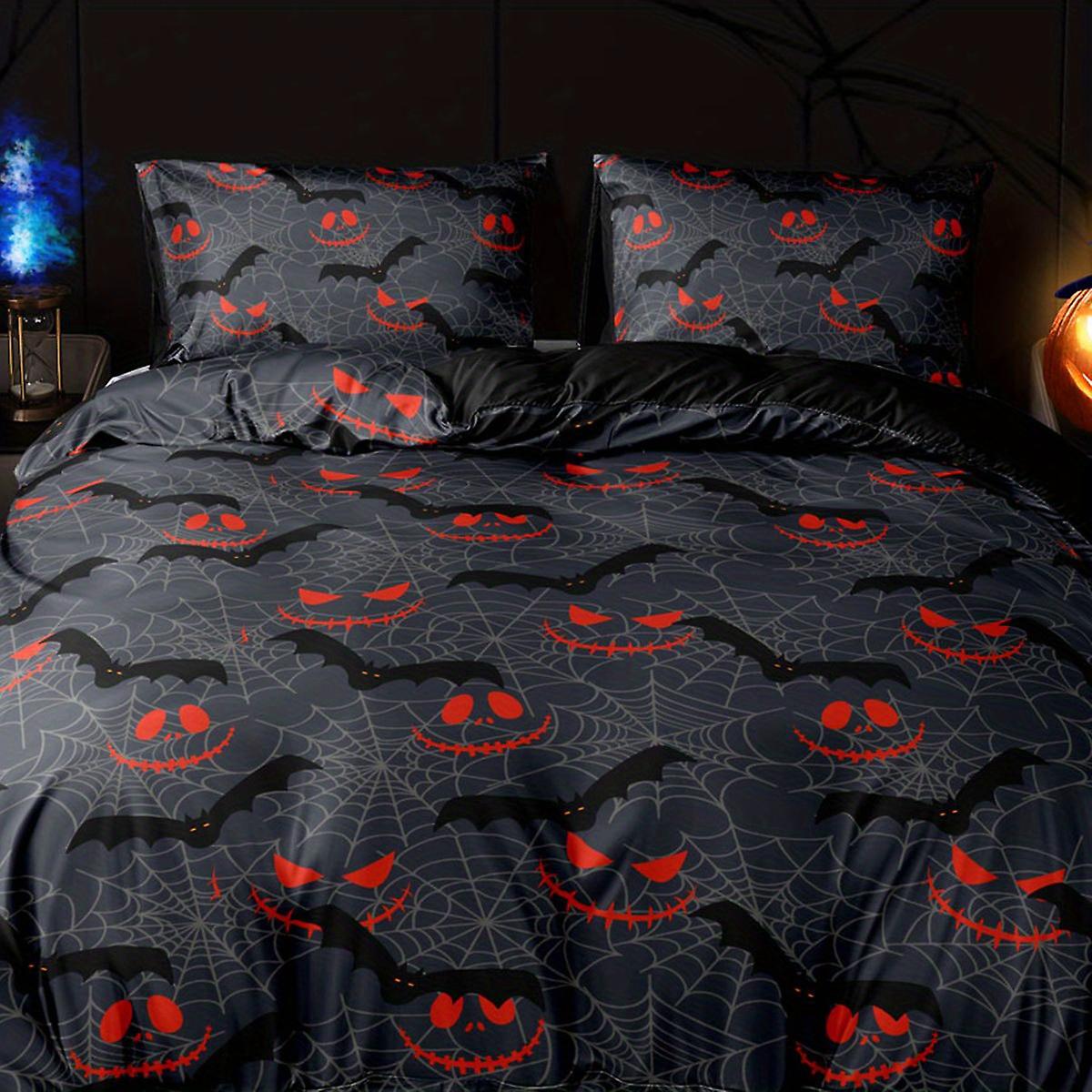 3pcs Duvet Cover Set Halloween Spider Web Demon Digital Printing Print Bedding Set Soft Comfortable Duvet Cover For Bedroom Guest Room (1*duvet Co