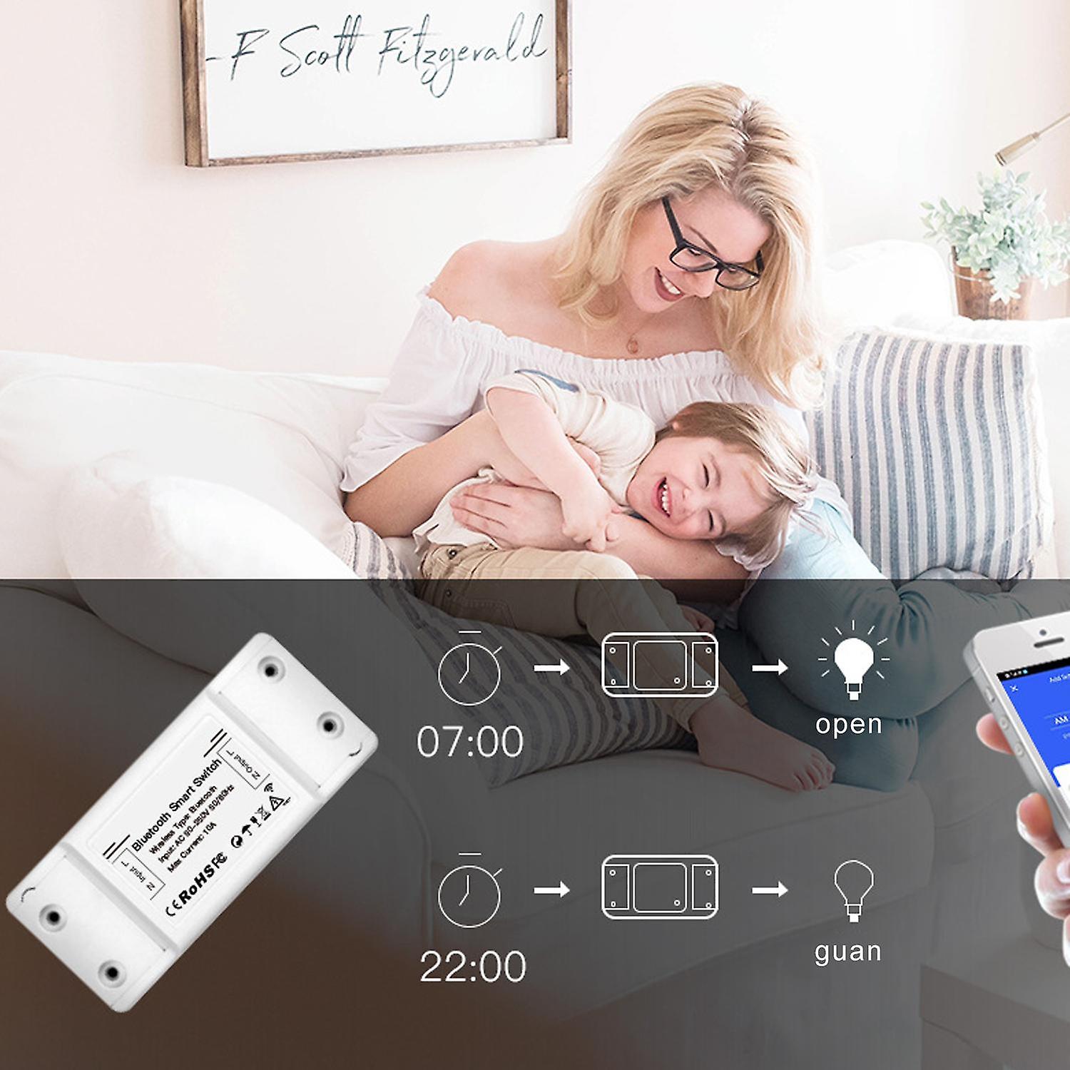 ZHOUBA Smart Switch Pairing Without WiFi Network Bluetooth Wireless RC Smart Relay Switch