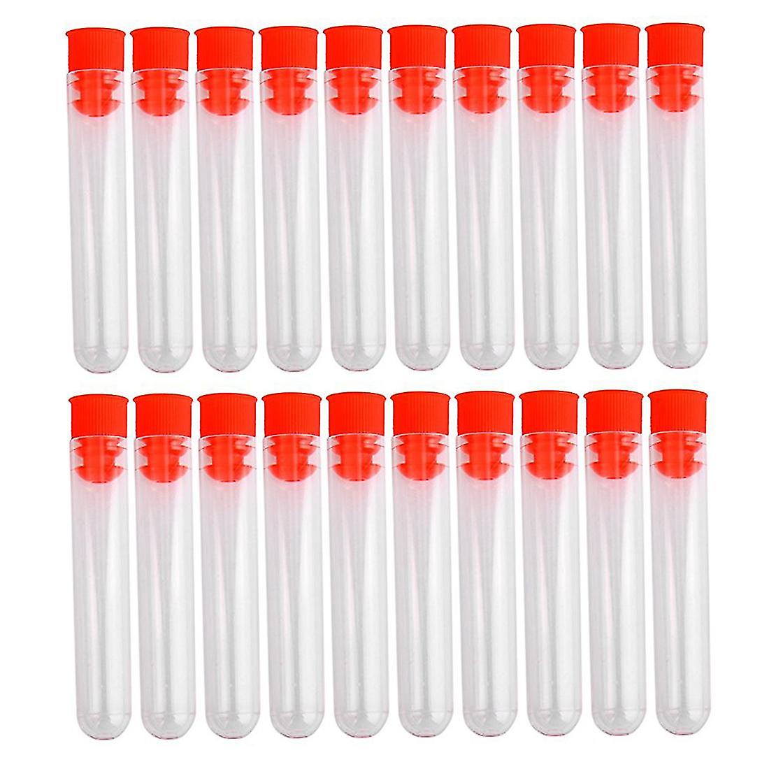 20 Pcs Non-completed Plastic Test Tubes Lab Test Tool With Screw Cap Transparent, 12 * 60mm