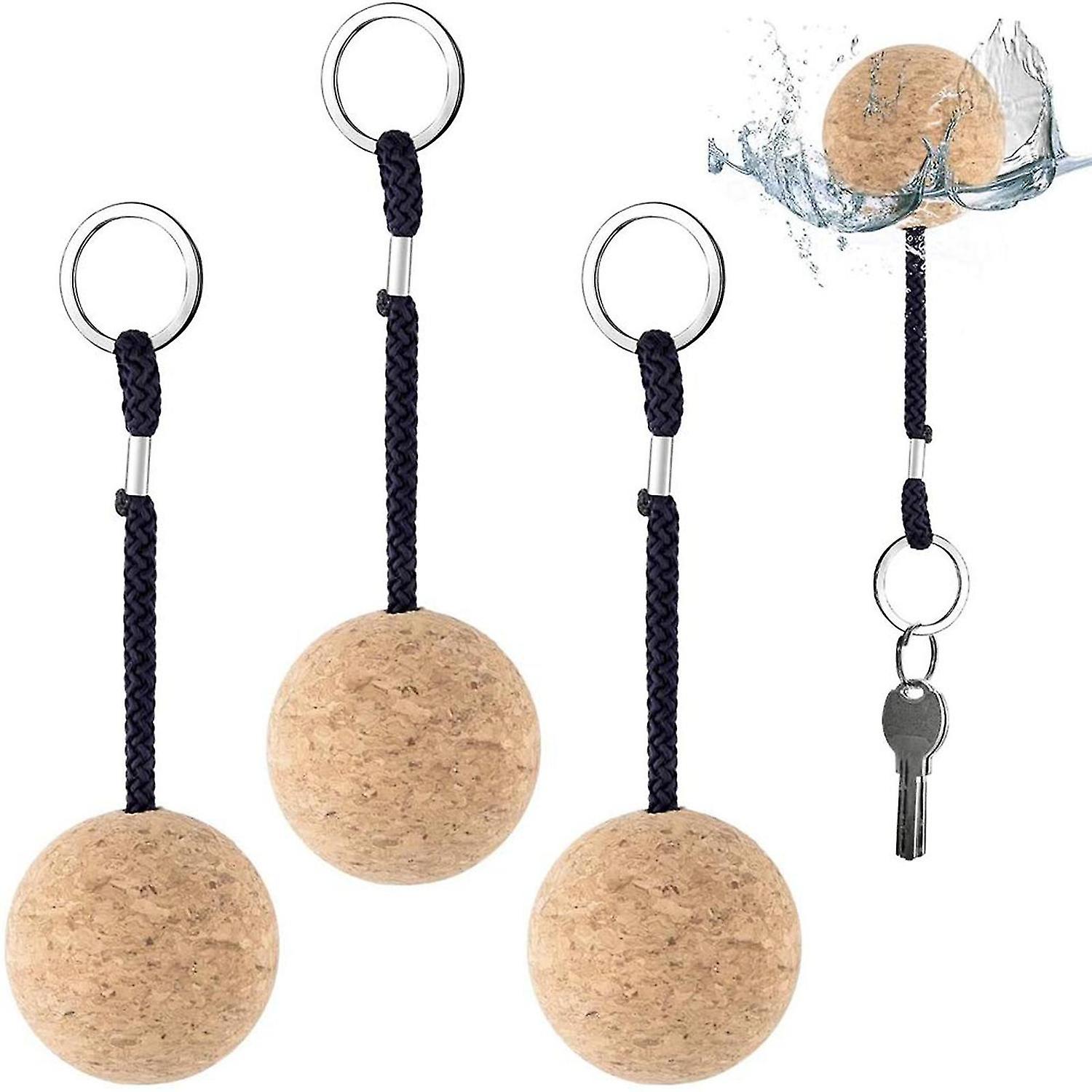 4pcs Floating Cork Keyring Floating Key Ring Durable Portable Marine Round Cork Balls Key Ring For S