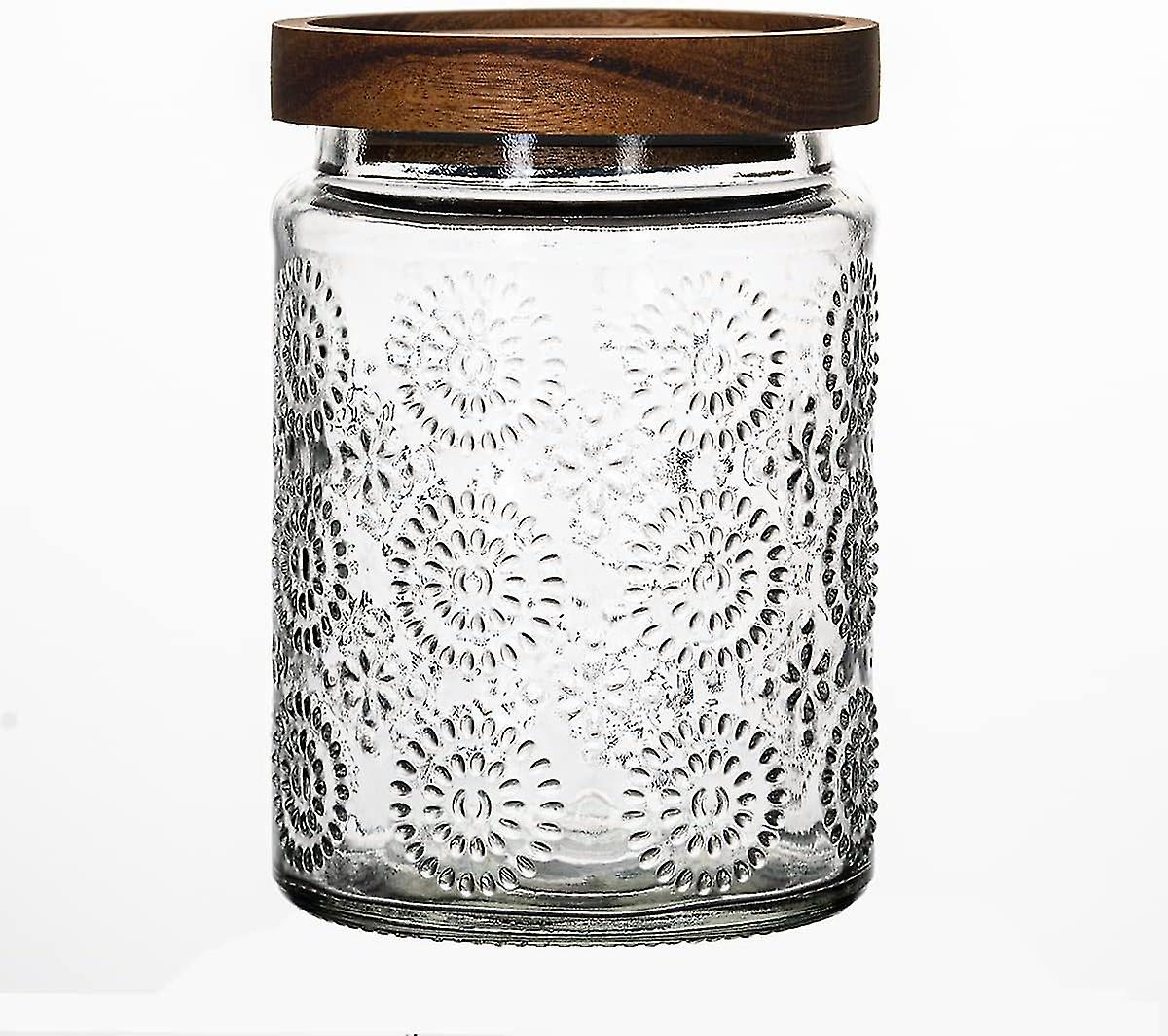 700ml Bamboo Lid Storage Containersairtight Glass Jars With Lids For Coffee,and Sugar Decorative Storage Jars For Kitchen Counter