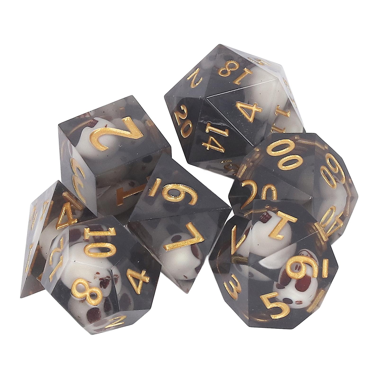 Polyhedral Dice Set Role Playing Epoxy Resin Transparent Skull Dice for Math Teaching Board Table Game