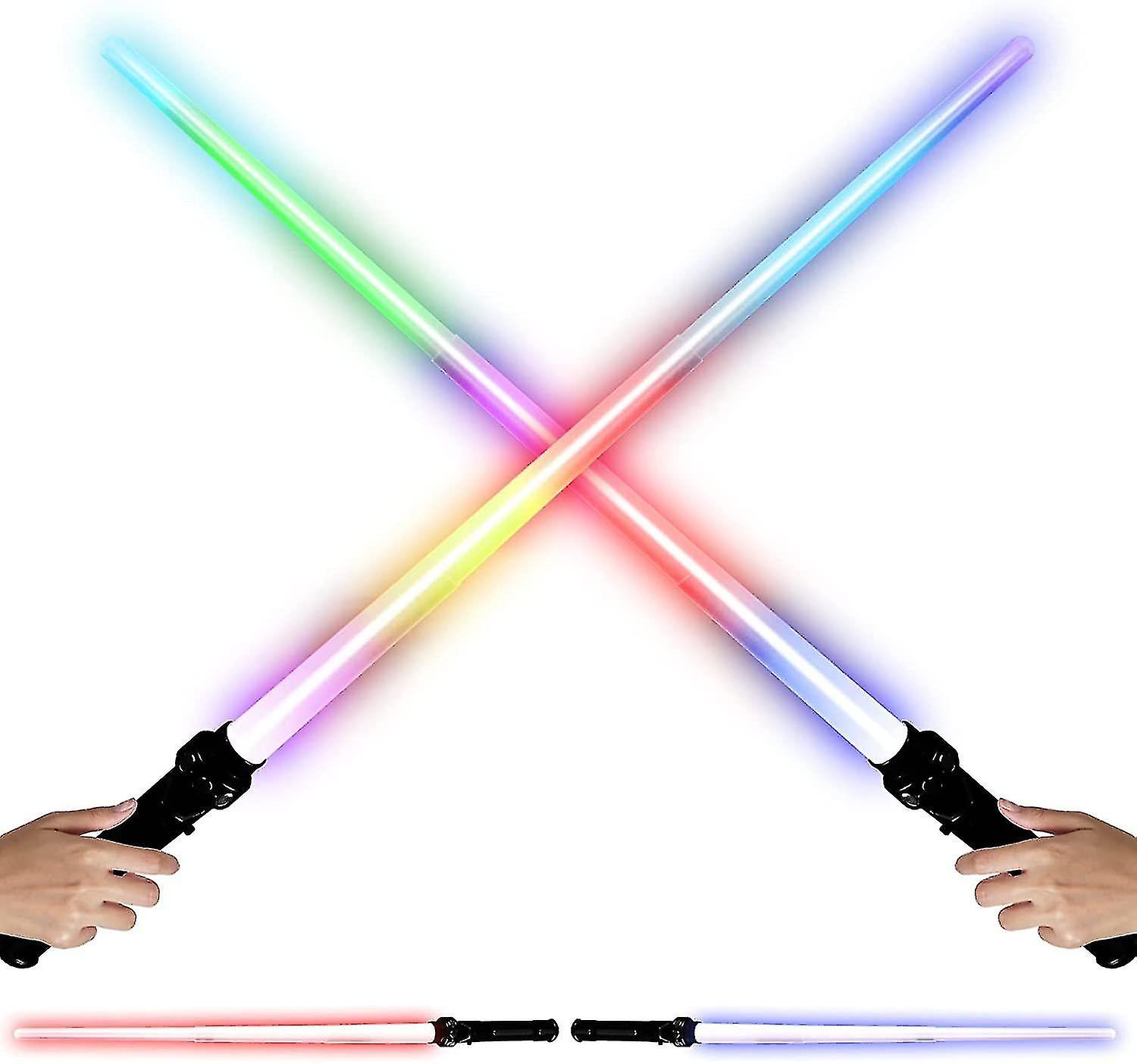 2 件装光剑 7 色 LED 声音双刃剑儿童礼物