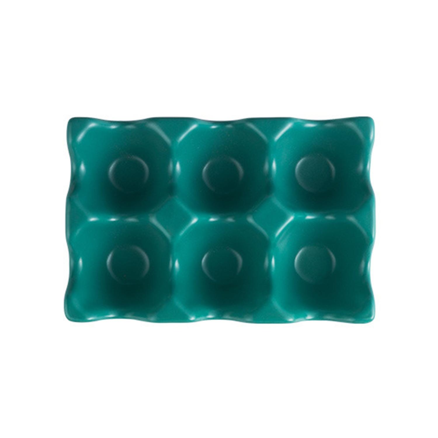 ZHOUBA Egg Holder Anti-Slip 6 Grids Ceramic Eco-Friendly Egg Container for Kitchen