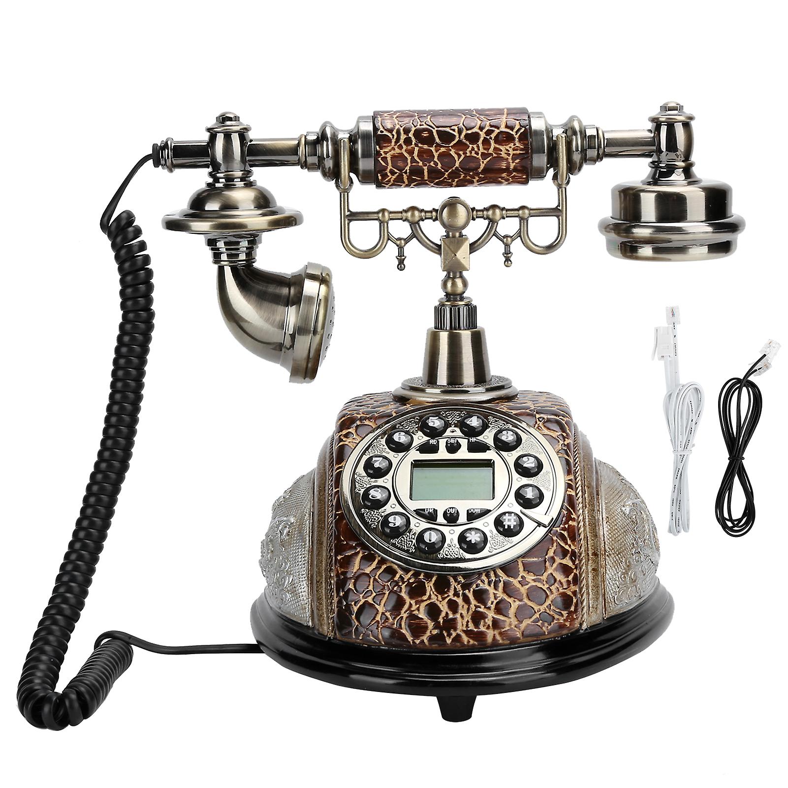 Retro Landline Telephone with Illuminated Dial for Home and Office