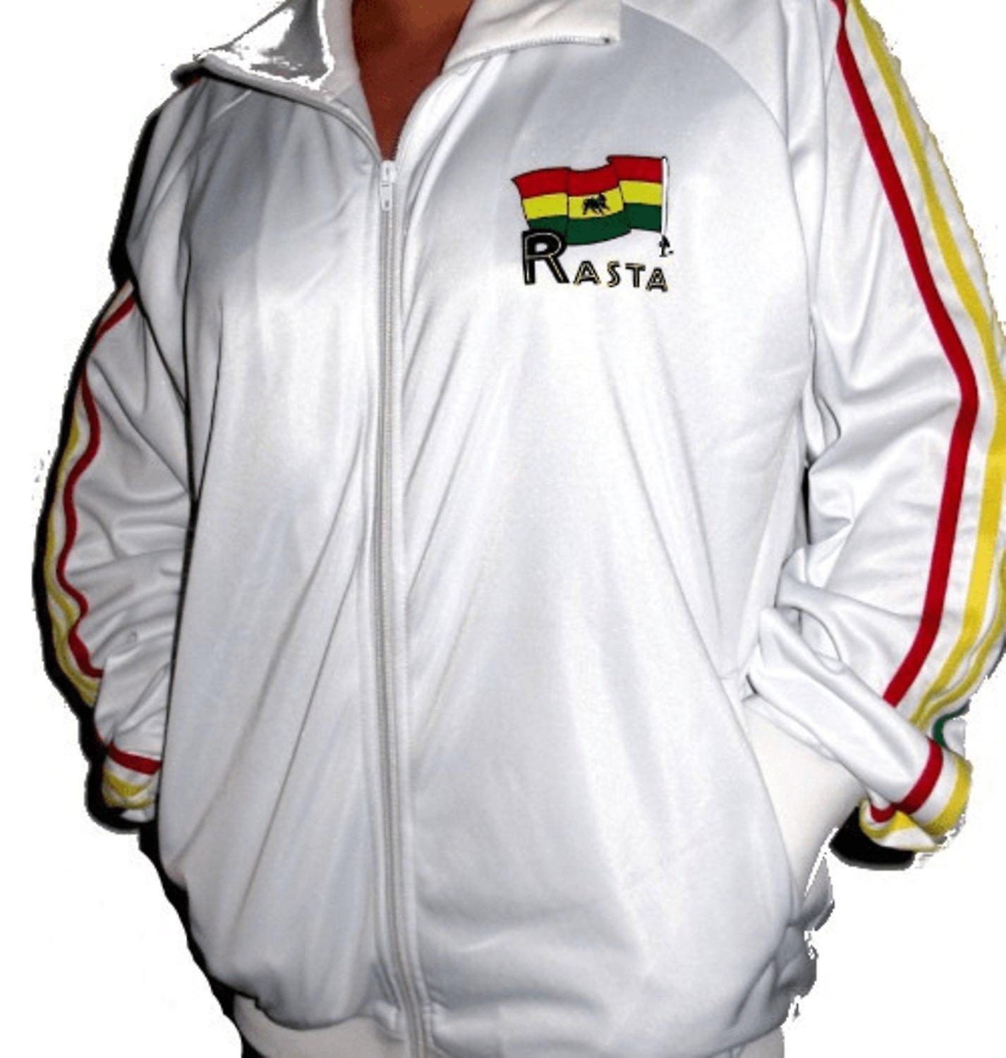 Rastat shirt Zipper - White with Rasta print