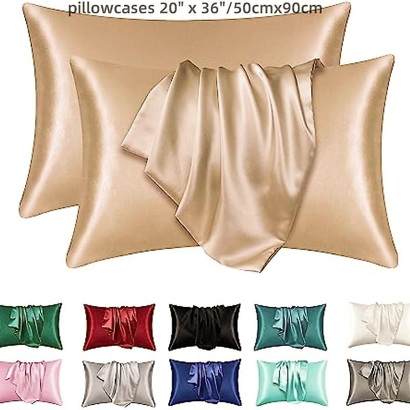 2pcs Satin Pillowcase For Skin And Hair (without Core), Satin Pillow Cases Soft Breathable Smooth Cooling Pillow Covers For Sleeping
