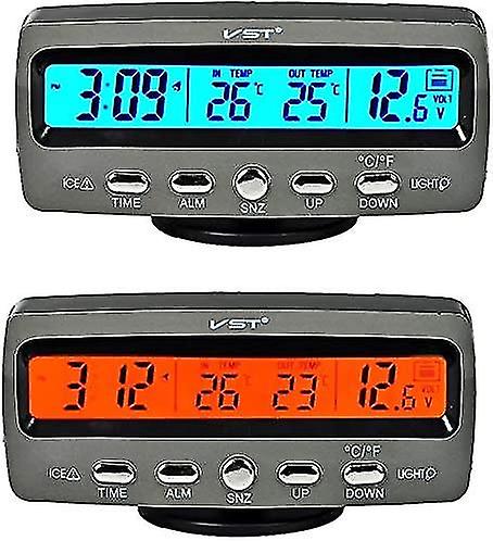 4 In 1 Car Auto Lcd Voltage Temperature Detector Digital Display Thermometer Control Alarm Clock
