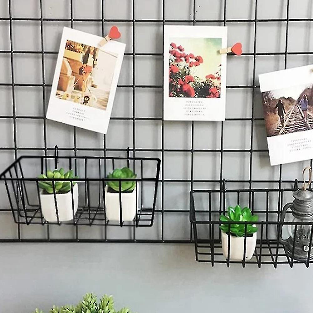 3 Pcs Wire Baskets wall Grid Panel Hanging Wire Basket wall Storage And 3-pcs-wire-baskets-wall-grid-panel-hanging-wire-basket-wall-storage-and