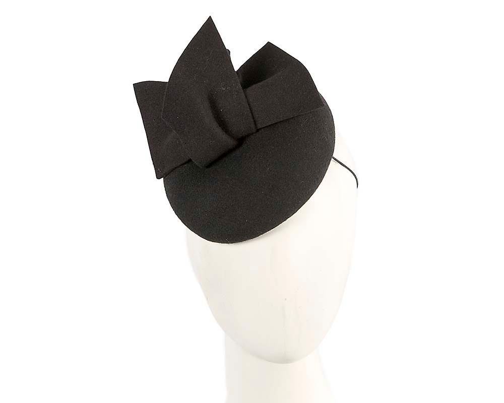 Black felt winter racing pillbox fascinator J434B